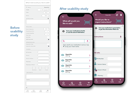 Mockups before & after usability testing 1